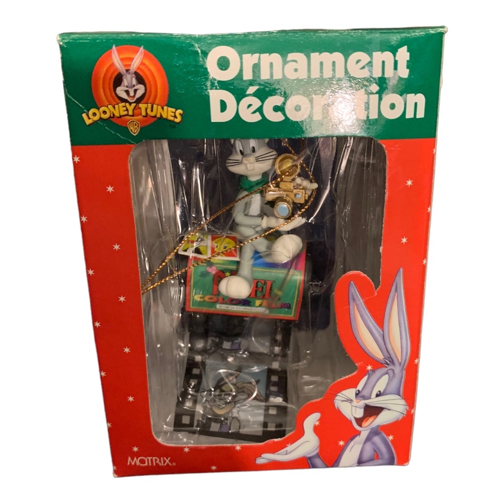 NWT VTG 1998 Bugs Bunny Film Reel Projector Christmas Ornament Looney Tunes